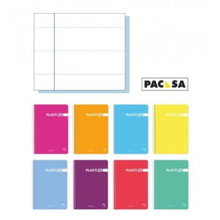 Cuaderno espiral 1 raya - Folio - Tapas plástico papel 90 grs - Plastipac Pacsa