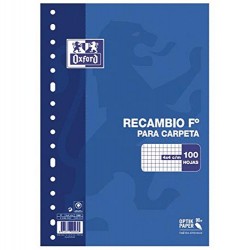 RECAMBIO FOLIO PARA CARPETA - OXFORD - CUADRICULA 4*4