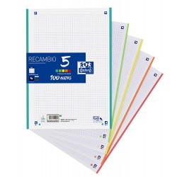 RECAMBIO A4 5 COLORES - OXFORD - CUADRICULA 5*5