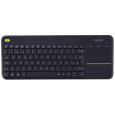 Logitech K400 Plus - Teclado inalámbrico para televisores conectados a PC, Qwerty español, color negro