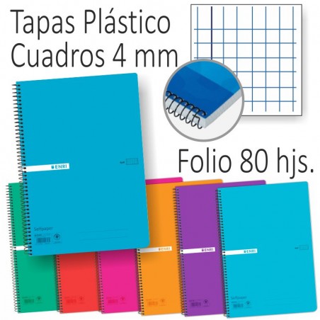 Cuadros 4 mm. - Folio - Tapas plástico papel 70 grs - Enri